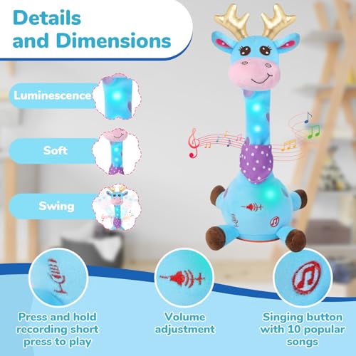 JISON21 Dancing Giraffe Toy Talking Repeating Plush Tummy Time Baby Toddle — view 3