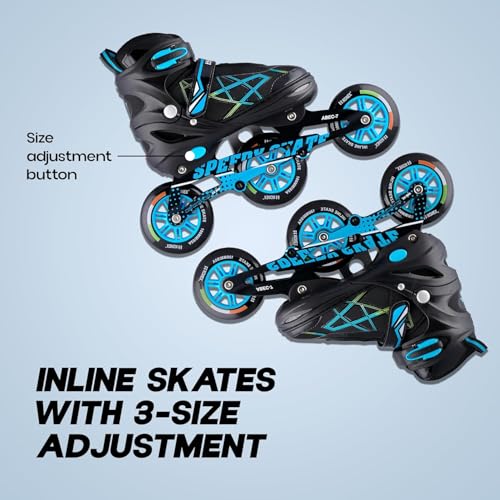 Image of 3 Wheel Inline Skates for Kids | Adjustable PU Wheels, Durable Aluminium Frame & Anti-Shock Support | Comfortable Indoor & Outdoor Skating Shoes