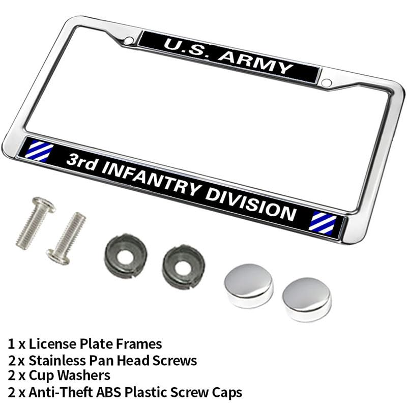 Image of 3rd Infantry Division Veteran License Plate Frame Personalized Infantry Military Pride License Plate Frame for Veterans