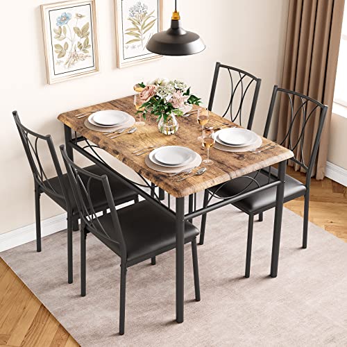 Juego de mesa de comedor y sillas de 5 piezas para cocina rectangular pequeña 4
