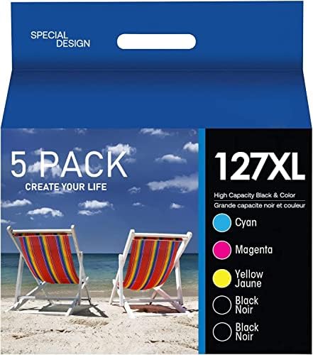 MCYCOLOR 127XL Ink Cartridge Remanufactured for 127 XL T127xl Ink to use with Workforce 545 845 645 WF-3540 WF-3520 WF-7010 WF-7510 WF-7520 NX530 NX625 Printer(2 Black, Cyan, Magenta, Yellow)