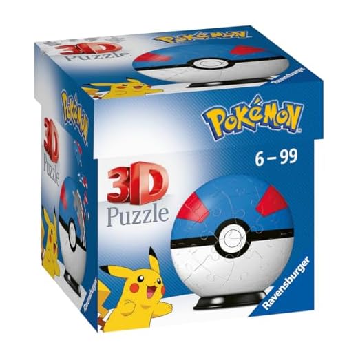 Ravensburger 3D-pussel 11265 – Pussel boll Pokémon Pokéballs – Superball – [EN] Great Ball – 54 bitar – för Pokémon fans från 6 år