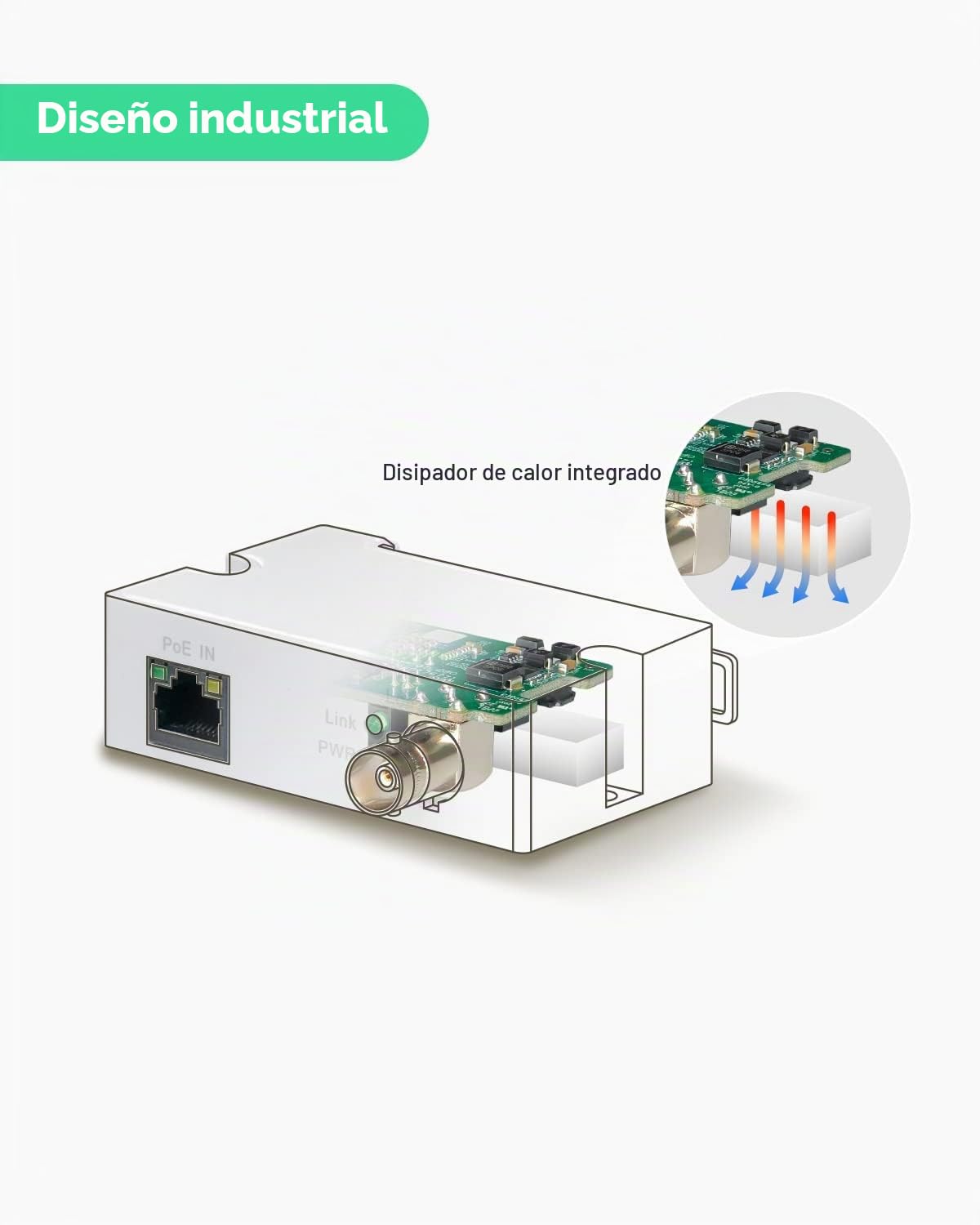 LINOVISION Convertidor PoE/Ethernet sobre coaxial EOC IP sobre coaxial MAX 1000 m de transmisión de energía y Datos a través de Cable coaxial RG59 Regular para actualizar el Sistema de vigilancia