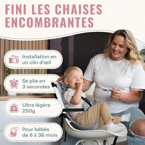 Chaise Nomade Bébé Ultra-Légère Mineto : Lavable et Universelle - 2