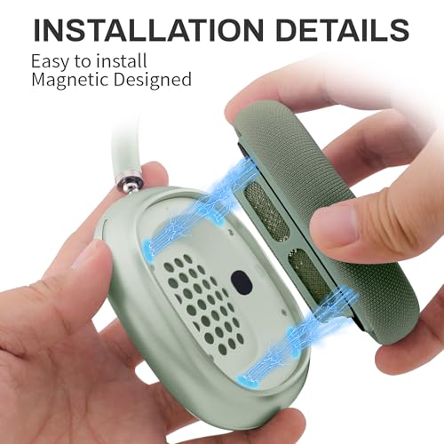 Image of Replacement Ear Cushions for Apple AirPods Max 1&2 Upgraded Memory Foam Pad with Durable Fabric,Sound Insulation and Noise Reduction,Strong Magnetic Fit,Sweat-Resistant,Breathable Comfor(Green)