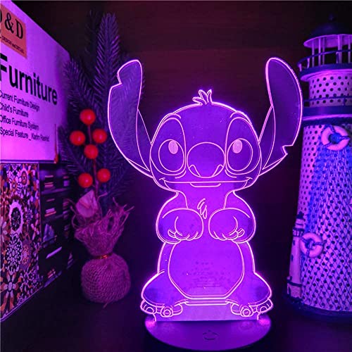 Chuupv Stitch Night Light, Lilo And Stitch Gifts 3D Led 16 Color Remote Control Stitch Table Lamp For Christmas Stitch Gifts Children's Room Decoration Holiday Gifts #TOP1
