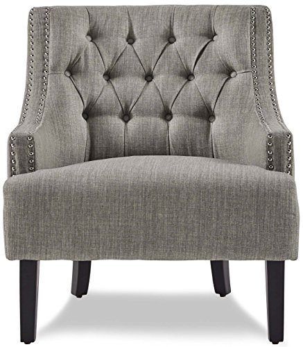 Sillón Chenille Taupe con brazos y detalles nailhead miniatura 4