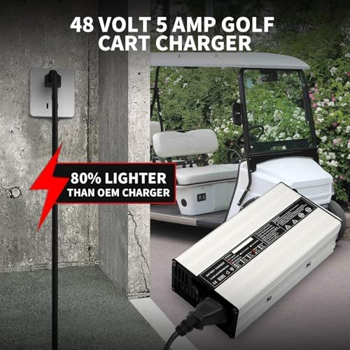 Nakkaa 48V Triangle 3-Pin Charger Compatible with Club Car DS 1995 Up EZGO RXV TXT 2008 Up with Plug Fuse