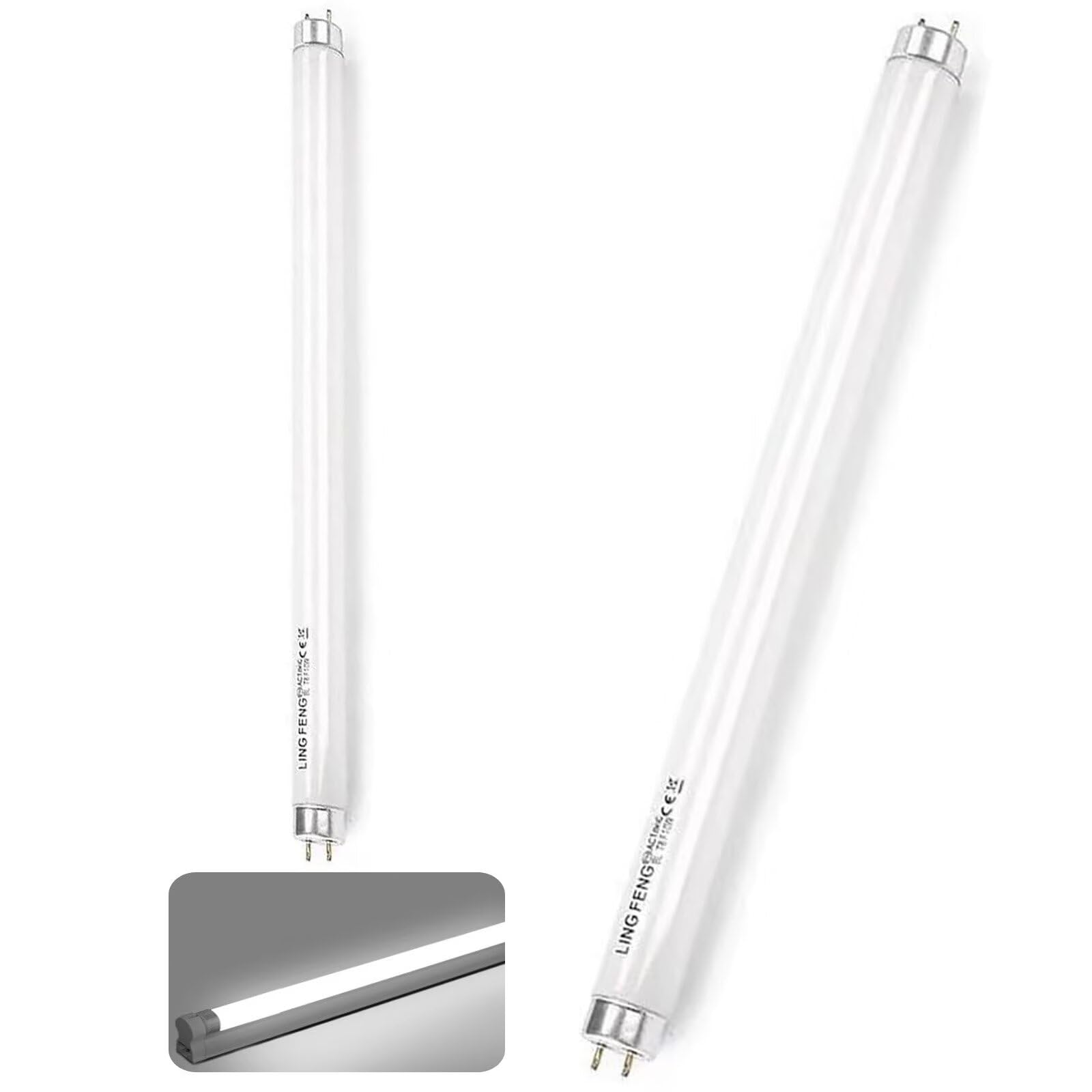 2 Pack T8 18W Fluorescent Tube Lamps 600mm, 6500K Cool White CFL Bulbs, G13 2 Pin Base High Efficiency Lamps for Strip Lights, Energy Saving Consumption Tubes Light, Suitable for Kitchen, Bathroom