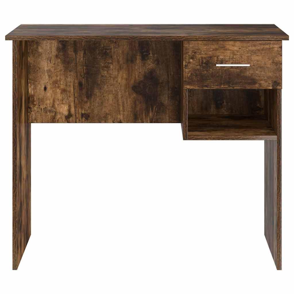 Scrivania affumicatura 90 x 49,5 x 75 cm, materiale in legno, Computer Desk con cassetto, scaffale, Home Office Desk Modern, Durevole