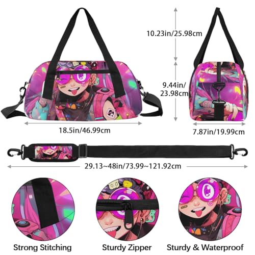 Manga Girl Kids Duffle Bag Boys Girls Small Sport Dance Gym Bag for Overnight Travel Weekender Carry On4