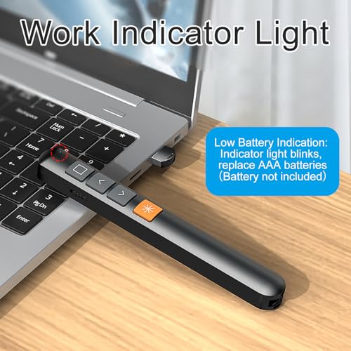 zoerbufan Presenter mit Laserpointer Fernbedienung 100m Reichweite, Kabellose 2.4 GHz Powerpoint Fernbedienung für Windows 7/8/10/Mac/Linux/Android/PowerPoint