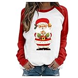 Hanraz Merry Christmas SweatshirtLangarm Rundhals SweatshirtDamen Große GrößenLangarm Weihnachtspullover