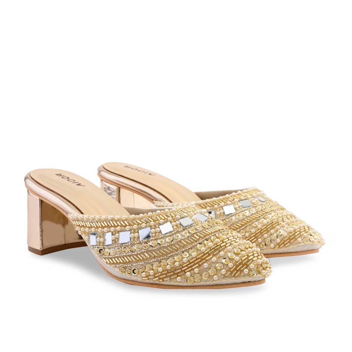 rocia by Regal Women Hand Embroidered Block Heel Mules-picture-13