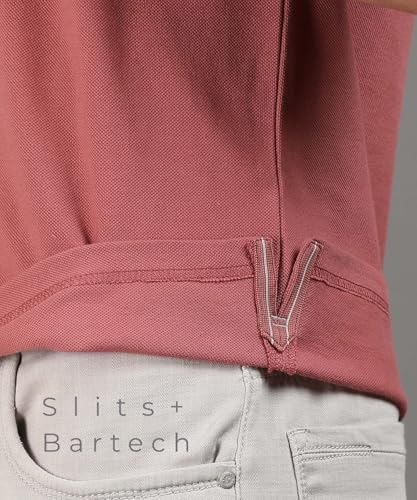 Image of Men's Cotton Polo T-Shirt with Trim | Mauve Slim Regular Fit Knit Jersey Comfort Short Sleeve Tee | Casual Outfit Smart Office Wear Collar Shirt for Men (Sizes - S to 5XL)