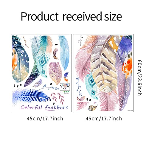 Amoda Creative Colorful Feather Home Kitchen Room Decor Blue Purple Feather Art Wall Mural Dream Catcher Wall Stickers For Teen Girl Kids Bedroom Living Room Office Decoration #TOP2