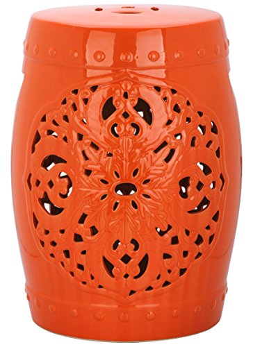 Safavieh Flora Glazed Ceramic Decorative Garden Stool, Orange