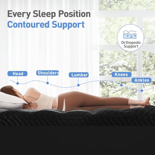 Image of Dual Layer 3 Inch Memory Foam Mattress Topper King Size, 2 Inch Gel Memory Foam Plus 1 Inch Cooling Pillow Top Mattress Pad Cover, with 8-21 Inch Deep Pocket, Black