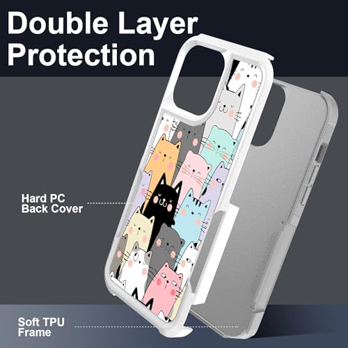 Candykisscase Case for iPhone 13 Pro, Cute Cats Funny Pattern Shock-Absorption Hard PC and Inner Silicone Hybrid Dual Layer Armor Defender Case for iPhone 13 Pro - image 3