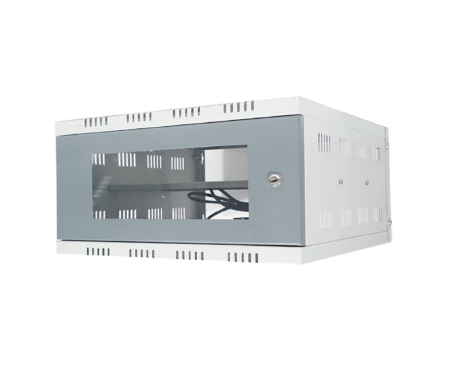 TUNC 3U CCTV DVR Rack/Server/NVR/Network Protector Rack Transparent Glass Door with 3 Power Socket Plug Cabinet Box Metal (3U Size-40cm X 40cm X 20cm)