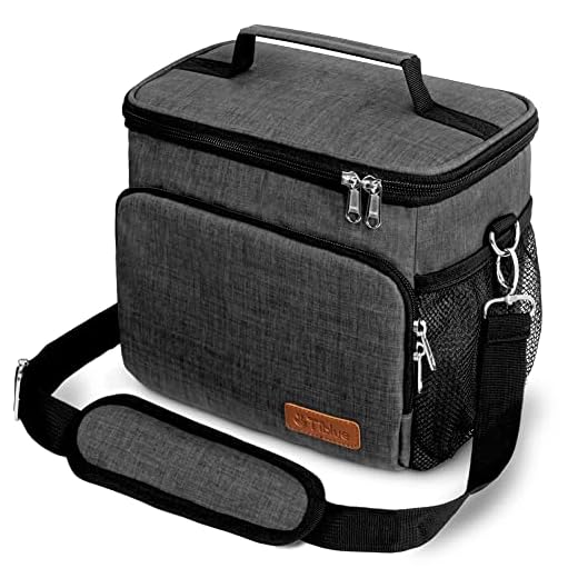 Tiblue Insulated Lunch Bag for Women/Men - Reusable Lunch Box for Office Work School Picnic Beach - Leakproof Freezable Cooler Bag with Adjustable Shoulder Strap for Kids/Adult(Medium, Charcoal Grey)