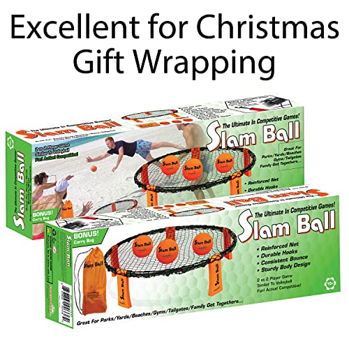 Slam Ball Game – Spike The Ball into The Net at a Park, Beach, Lawn and Backyard Games – Rally, Set, Smash or Spike Game Set – Includes Playing Net, 3 Balls, Carrying Bag and Rules