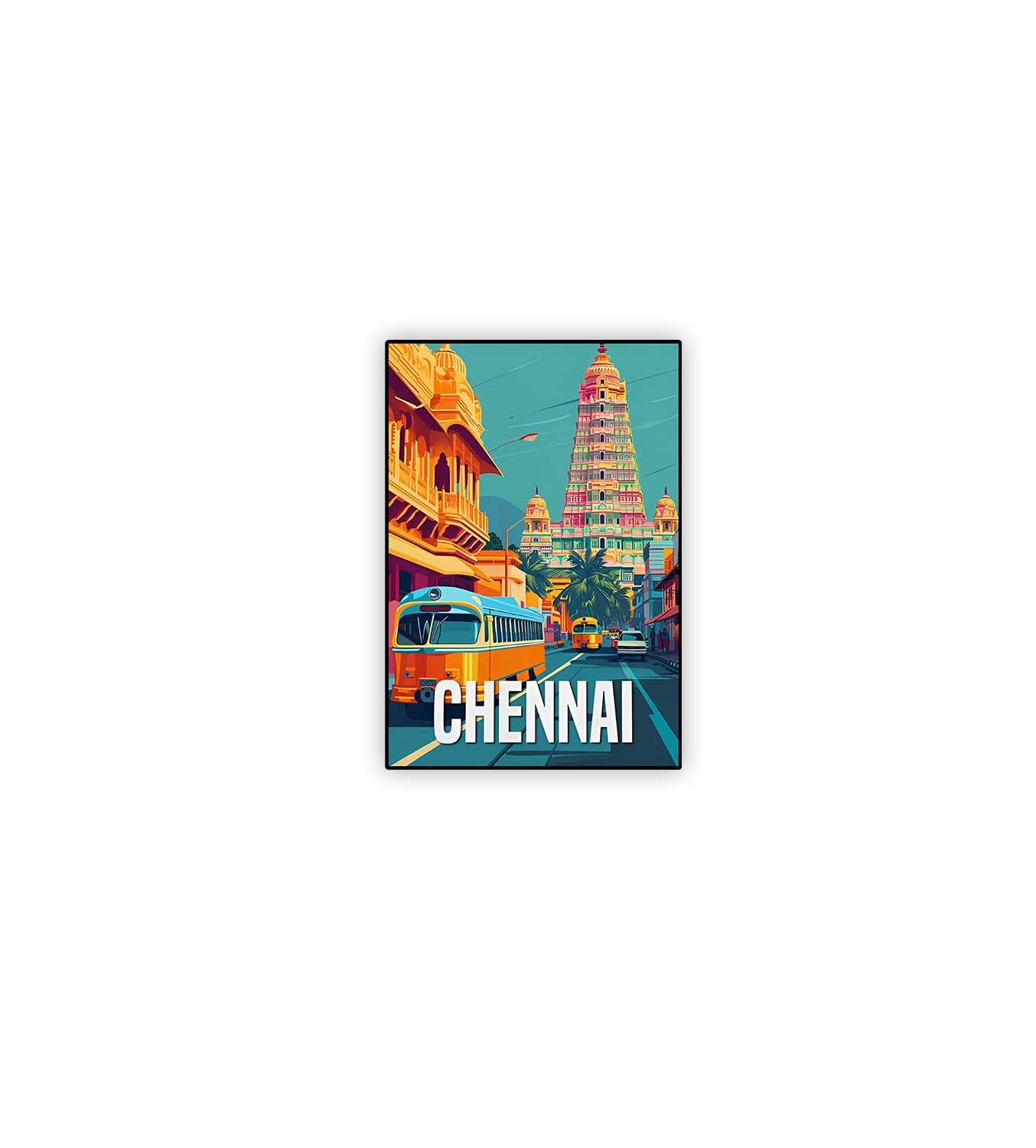 Gift Me Bazar Indian State Theme Wooden Fridge Magnet | Home & Kitchen Decor Gift Items | Magnet for Almirah Refrigerator Door Decor Sticker | Travel Souvenir (Chennai Fridge Magnet)-image-28