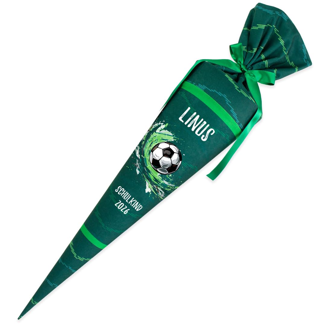 Dein Lieblingsteil Deine Schultüte aus Stoff Kuschel Velvet Wunschmotiv individualisierbar mit Wunschname personalisierbar 70 cm 85 cm – Jungs (85 cm mit Kissen, Modell 8: Fußball)