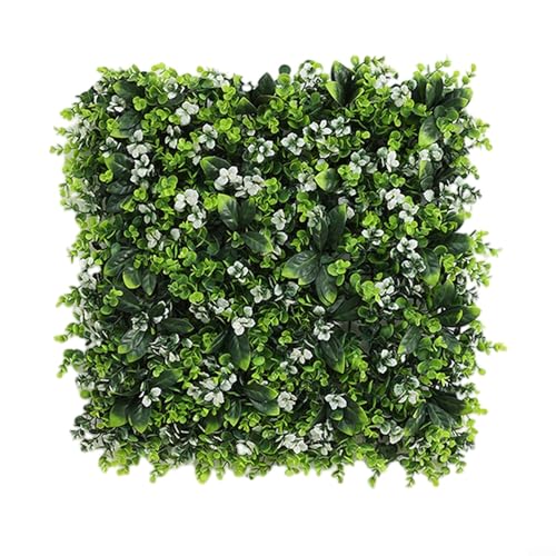 Tapete de césped artificial de 50 x 50 cm, paneles de césped falsos para decoración de pared de valla de jardín, protección de setos de plástico verde para el hogar, patio, balcón (A)