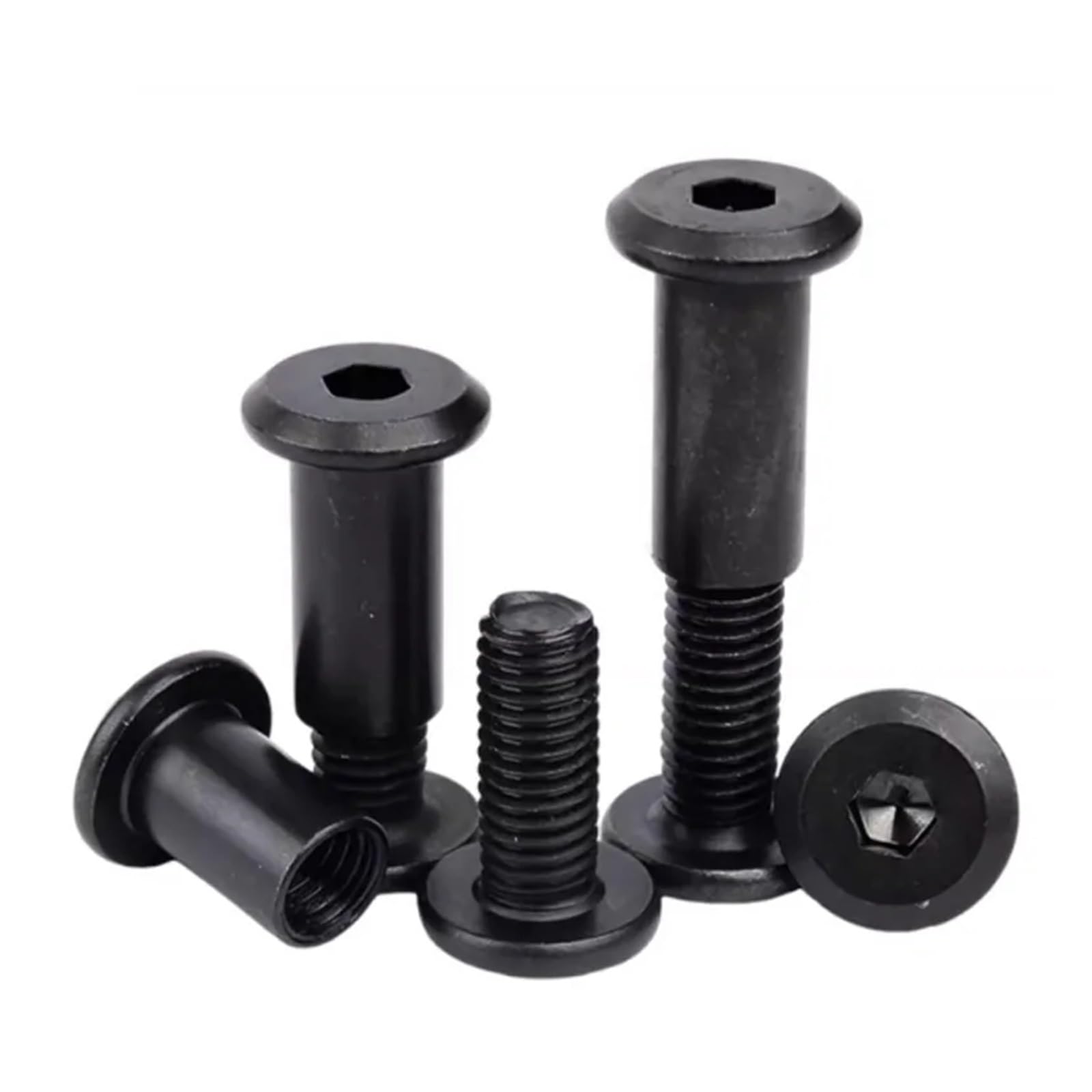 Juego De 10-50 Pernos Conectores for Muebles M6 M8, Tuercas Ciegas, Tornillos Cabeza Plana, Perno Con Hexagonal, Tuerca Manga Junta Inserción, Acero Al Carbono Negro(8x18mm-8x35mm(20set))