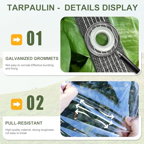 Image of Clear Tarps Heavy Duty Waterproof 8x14ft Clear Tarp with Grommets 14 Mil Thickened PVC Tear-Resistant Reinforced Edges Clear Plastic Vinyl Tarp for Patio Chicken Coop Cover Greenhouse Plant Enclosure
