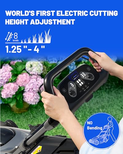 Image of Litheli 21 inch Electric Lawn Mower Cordless, Self-Propelled Electric Mower with 40V Brushless Motor, Battery Powered Lawn Mower 2x8.0Ah Batteries and Rapid Charger Included