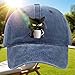 Feral but Fashionable–cat Hat Edition, Grumpy Cat Coffee Cap, Adjustable Frownster Cat Hat, Cotton Snapback Baseball Cap(C)