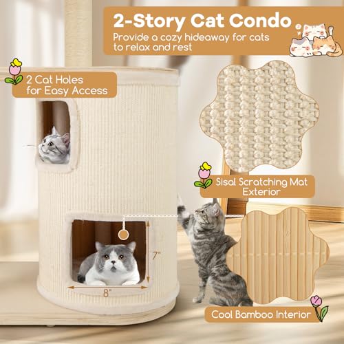 Torre para gatos de madera moderna de 60 pulgadas miniatura 3