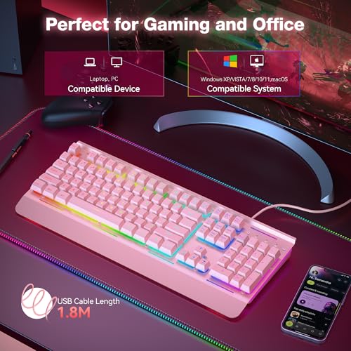 Image of TECKNET Gaming Keyboard, USB Wired Computer Keyboard, 15-Zone RGB Illumination, IP32 Water Resistance, 25 Anti-ghosting Keys, All-Metal Panel (Whisper Quiet Gaming Switch)