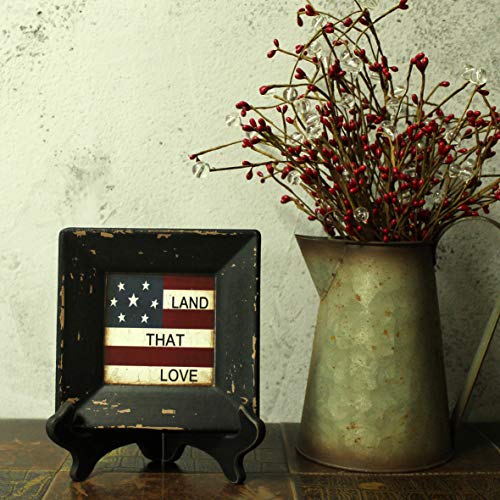 Cvhomedeco. Primitives Country American Flag Decorative Plate With Rack Square Display Wooden Plate Home And Office Décor Art, 6 X 6 Inch (Land That Love) #TOP2