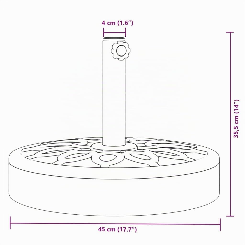 vidaXL Base de Parasol pour mâts Ø38 / 48 mm 25 kg Rond, Base de Parasol, Pied de Parasol de terrasse, Porte-Parasol, Support de Parasol