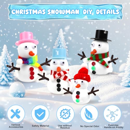 Lupxiu Christmas Snowman Craft Kit, 16Pack Build a Snowman Kit DIY Christmas Ornaments,Creative Kids Air Dry Modeling Clay,Christmas Activities Gifts Toys for Holiday - Image 3