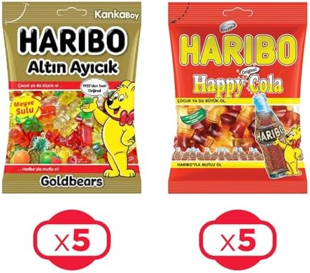 Haribo Altın Ayıcık ve Happy Cola Karışık Şeker Paketi, 80 gr, 10'lu Set - Görsel 2
