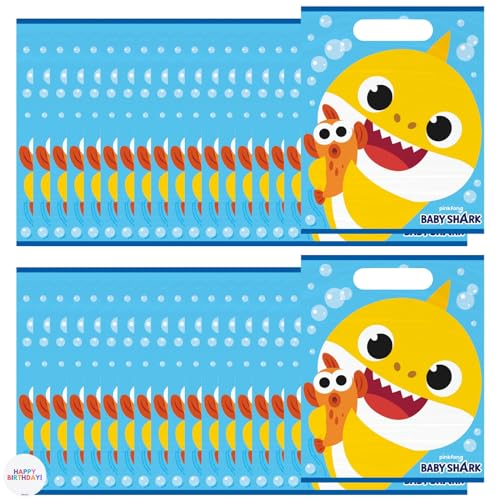 Unique Baby Shark Goodie Bags for Party Favors - 16 Pack - Baby Shark Birthday Decorations - Officially Licensed Party Supplies