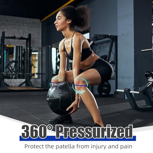 Image of Foilswirl Silicone Patella Knee Band for Basketball Patella Tendon Support Knee Pain Running Tendon Brace Support Strap(4,Black and Royal Blue,M)