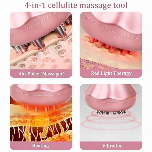 Image of 4-in-1 Lymphatic Drainage Massager - Anti-Cellulite Tool with Heating /Vibration /Light Therapy, Cordless Handheld for Sciatica & Legs /Belly /Back /Hips Pain Relief & Skin Tightening