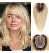 starluck 14 inch Human Hair Topper for Women, 100% Real Human hair with Bangs Human Hairpiece,4.6...