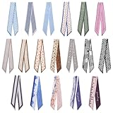 Zhamate 18Pcs Satin Scarf Set Fashion Scarves for Women Multifunctional Boho Scarves for Headband Bag Belt Accessory