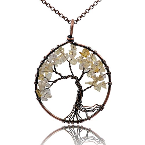 AD Beads Tree of Life Pendant Necklace Gemstone Chakra Jewelry