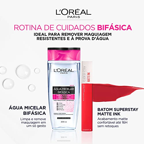 Água Micelar Bifásica L'Oréal Paris Solução de Limpeza 5 em 1, 200ml