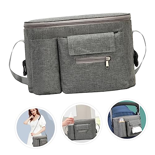 Bolso organizador multifuncional para pañales gris claro miniatura 5