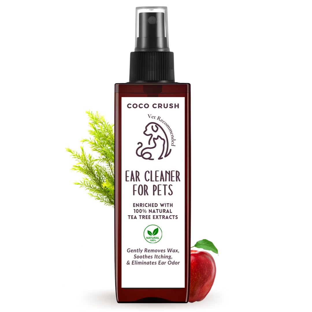 Coco Crush 100% Natural Pet Ear Cleaner-Fastest Itch Relief&Squeaky Clean Ears|for Dogs and Cats|Effective&Gently Removes Dirt&Wax|Prevents Ear Discharge&Odour,Treats Ear Mites(50Ml)