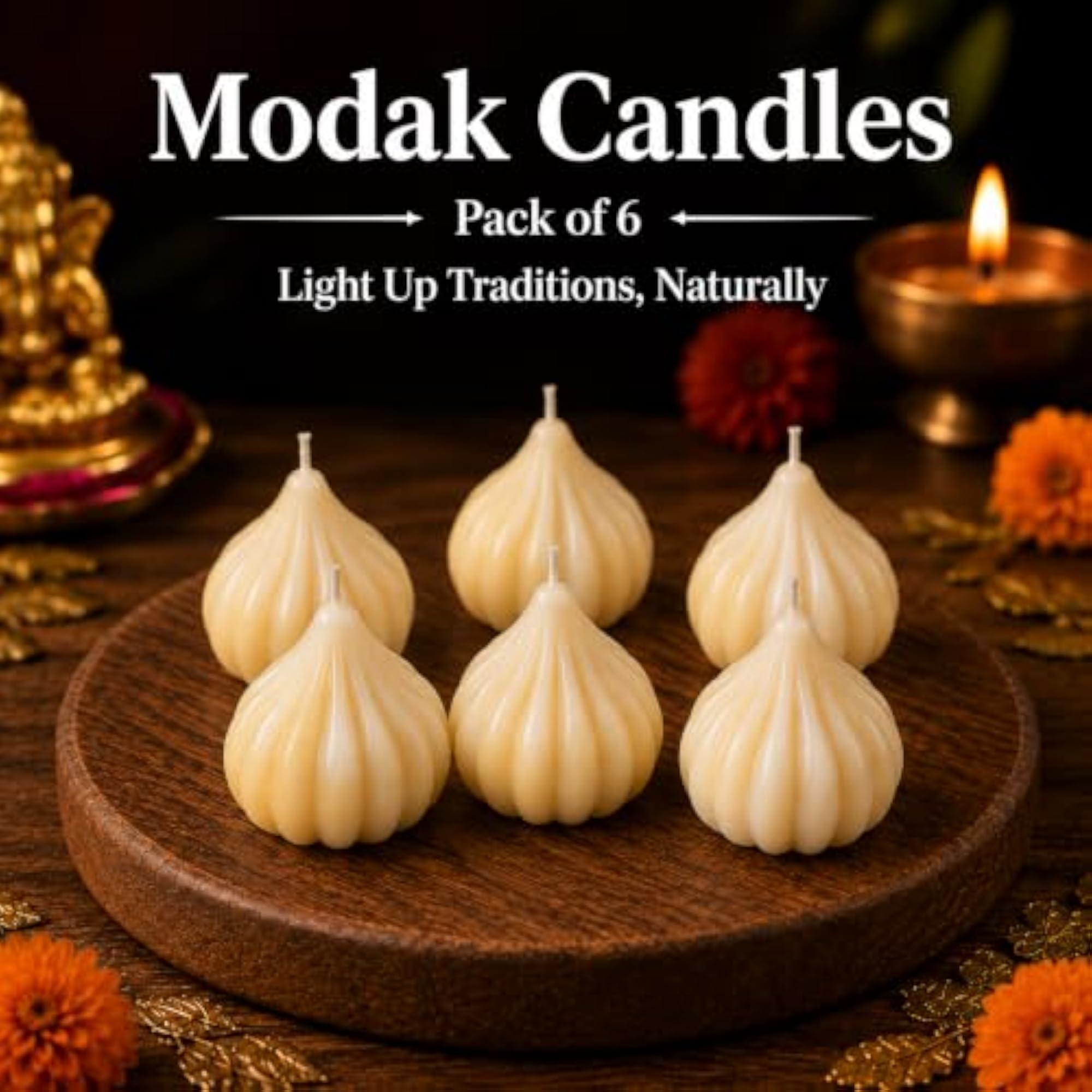 Handcrafted Modak Shape Scented Candles for Festive Decor