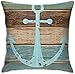 ZCHW Poszewka na poduszkę łódź kotwica morska rustykalna drewniane deski poszewka na poduszkę bawełna len poszewka na poduszkę poszewka na poduszkę 45 x 45 cm